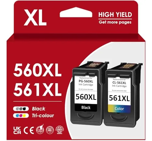 560 561 XL Cartuchos de Impresora, PG 560 CL 561XL Negro Color Recambio para Cartuchos Originales Canon 560 561XL Multipack para PixmaTS5350i TS5351i TS7451i TS5350 ts5350a TS5353 TS7450a TS7451a