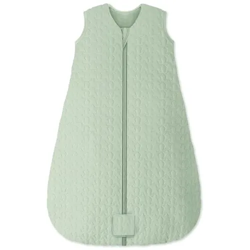 Unnivoll Saco De Dormir Bebe Invierno 6-12 Meses, Pijama Manta TOG 2.5, Tela 100% Algodón, Súper Cálido para Unisex Niños Y Niñas 78cm Verde