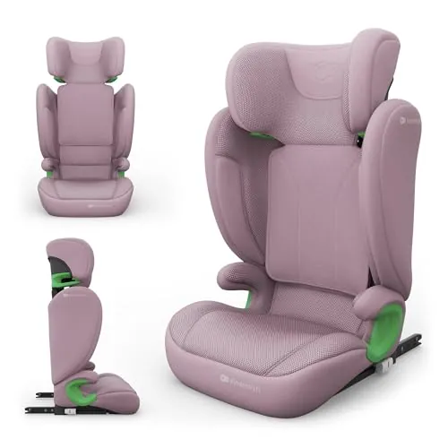 Kinderkraft JUNIOR FIX 2 PRO silla de coche 100-150 cm (3,5-12 años), ISOFIX + cinturón, reposacabezas ajustable, guiados de cinturón, H-GUARD, SPS, AIR FLOW transpirable, Rosa