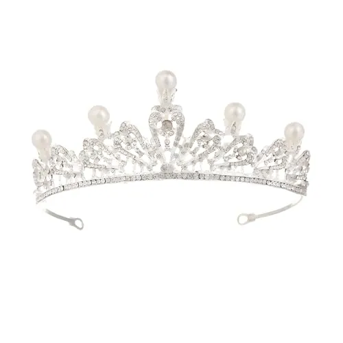 Hoshisea Tiara de Novia Diadema, Corona de Boda, Princesa, para Concursos de Belleza, Bodas, Fiestas (Plata)