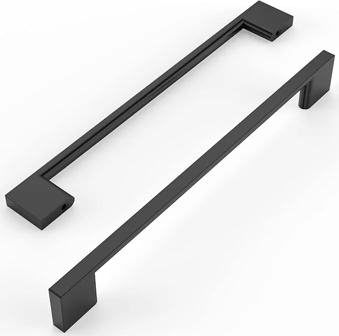 Amerdeco 10 Piezas Tiradores de Cocina 192mm Tiradores Negro para Armarios, Cajones, Muebles y Puertas, de Aleación de Aluminio UK0035