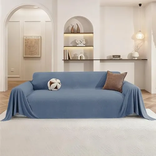 Ystyle Funda Sofa 2 Plazas, Manta Cubre Sofa, 200x280 CM, Azul