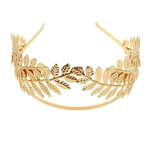 JZK Corona de Hoja Romana Dorada - Tocado de Diosa Griega para el Cabello - Tiara Diadema para Niña, Dama de Honor, Novia - Accesorios para Cosplay y Fiesta de Bodas