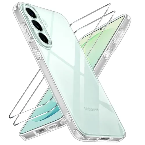 ivoler Anti-Amarillo Clara Funda para Samsung Galaxy S26 FE 5G (No para S26) con 2 Piezas Cristal Templado, [Protección Militar] Carcasa Protectora Antigolpes Antiarañazos Transparente Bumper Case