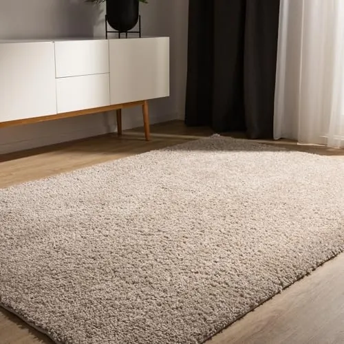 benuta Basic Alfombra Salon Pelo Largo Sohari salón - Beige 60x120 cm - Minimalista - Suave Lavable - Dormitorio, Pasillo, Comedor - Suelo Radiante