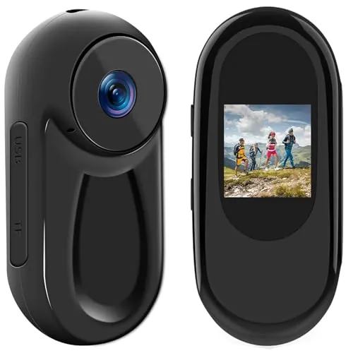 SHMIZZ Mini Camara Deportiva 1080P, Mini Cámara de Acción Cámaras Corporales y Tarjeta de Memoria de 32 GB, Mini Vlog Pocket Camera Video Bodycam, 120° Gran Angular con Grabación de Audio y Vídeo