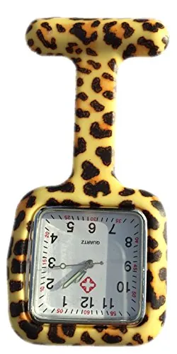Boolavard Nueva Silicona Enfermeras Broche túnica Fob Relojes batería Gratis TM (Leopardo del Cuadrado)