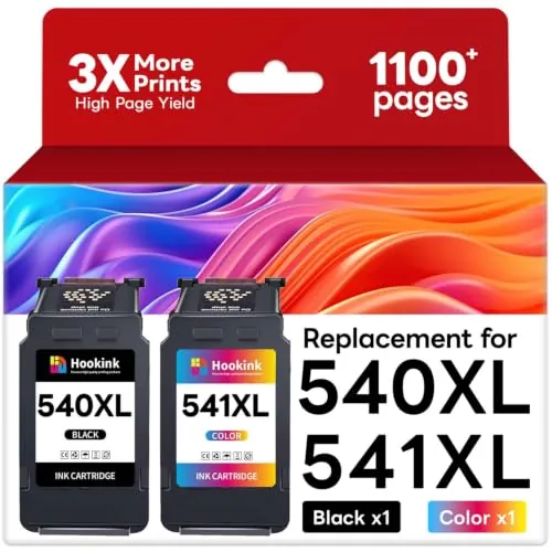 Hookink 540XL 541XL Compatible para Tinta Canon PG-540XL CL-541XL 540 541 | para Pixma MG3650S MG3650 TS5150 TS5151 MG3600 MG3150 MG3250 MX475 (Negro y Color)