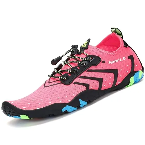 SAGUARO Zapatillas de Agua para Hombre Mujer Secado Rápido Escarpines Transpirable Antideslizantes Zapatos de Playa, Corrugado Rosa 35