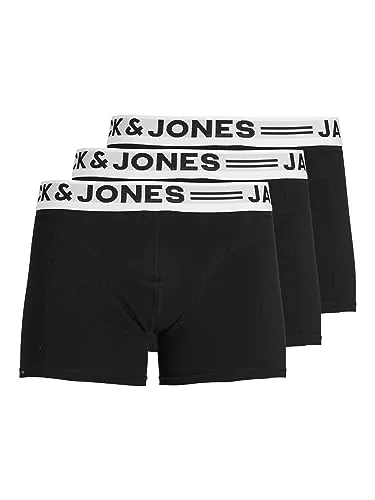 JACK & JONES SENSE TRUNKS 3-PACK Bóxer, Negro, Large (Pack de 3) para Hombre