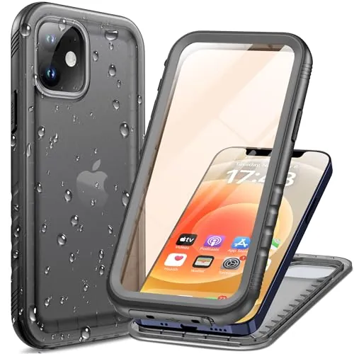 Cozycase Top Funda 360 Antigolpes Impermeable para iPhone 12/12 Pro, Negro