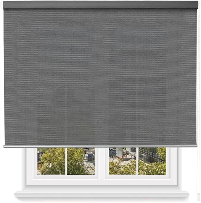 MERCURY TEXTIL- Estor Enrollable Screen Apertura 5% Proporciona Intimidad. Estor Screen para Puertas y Ventanas. Aislante Térmico, Translucidos.Instalación en Pared y Techo (90x200cm, Antracita)
