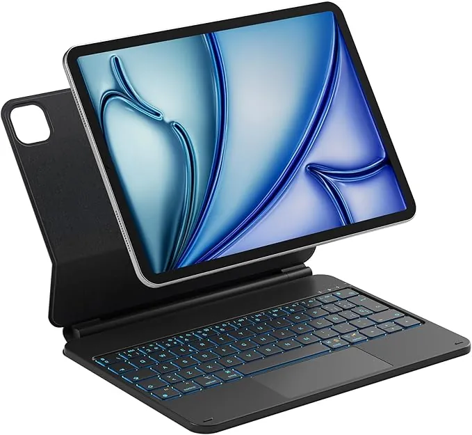 Inateck Neo Magic Teclado Magnético para Air 11'' M4/M3, Teclado de Ajuste Fácil para Air 6/5/4 Gen, iPad Pro 11 4/3/2/1 Gen, Soporte Flotante, Retroiluminación 7 Colores, con Trackpad, KB09119