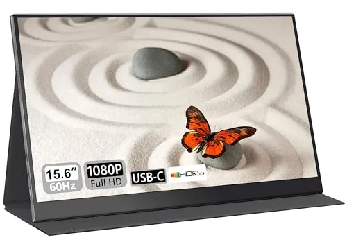 UFYQL Monitor Portátil de 15,6" Full HD IPS 1080P Mate, Ultra Ligero, Compatible con Portátil，PC，MacBook/，Teléfono，Xbox，PS4/5，TV, Puertos HDMI/USB-C, Funda de Protección y Montaje VESA