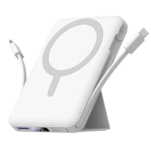 Azmuth para Magsafe Powerbank, 10000mAh Bateria Externa Carga Rapida,Blanco