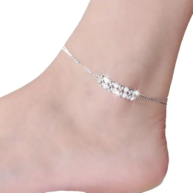 COLLBATH Tobillera Cadena De Pulsera De Tobillo De Plata Joyería Antióxido Para Mujeres y Niñas