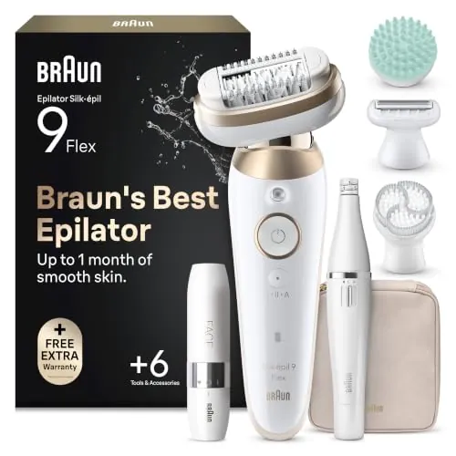 Braun Silk·épil 9 Flex SkinSpa Depiladora Eléctrica Mujer, 9-681 3D, Oro