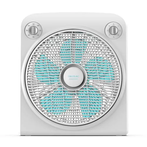 Cecotec Ventilador de Suelo Blanco EnergySilence 6000 Power Box Cool. Motor de Cobre, 50W, Diámetro 12" con 5 Aspas, Rejilla Giratoria, 3 Velocidades, Temporizador 2h, Uso Sencillo y Seguro