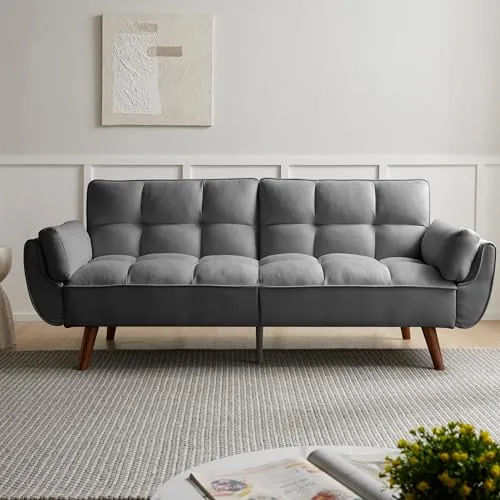 JIEXI Sofá de 2 plazas de Tela Moderna, sofá Convertible Tatami con 3 ángulos Ajustables, sofá de salón, Apto para Sala de Estar, Cama de Invitados con Patas de Madera