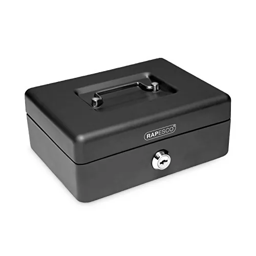 Rapesco SB0008B1 Caja de Caudales Portátil Pequeña, Ancho 20 cm, Negro
