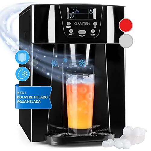 Klarstein Maquina de Hielo para Casa, 2L, Ice Maker Encimera 12 kg, Maquina para Hacer Cubitos de Hielo Grandes Casa con Panel Táctil y Sistema Auto Limpieza, Función Extra Rápida