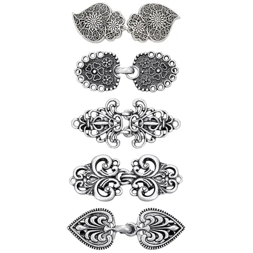 TRKETK 5 Piezas Clips de Chal de Suéter Vintage, Clip de Cárdigan de Metal Clip de Capa de Cárdigan de Remolino Retro Broche de Capa Antigua Clips de Broche de Camisa Celta Clips para Niña Mujer