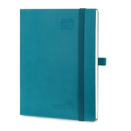 POPRUN Agenda 2026 2027 Semana Vista, Tapa Blanda, Medio 22,5 x 16,5 cm