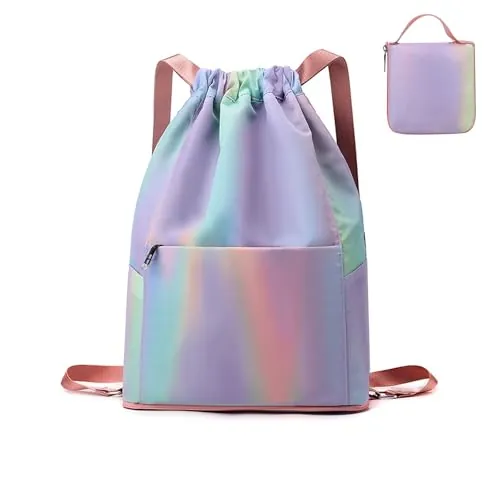 RisePlus Mochila Cuerdas para Mujer Hombre, Impermeable Saco de Cuerdas Gran Capacidad Mochila Deportiva para Gimnasio Playa Natación Viaje