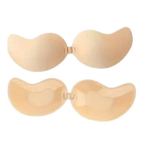 IMAXWAVE Sujetador Invisible, Sujetador Pegajoso, Sujetador Sin Tirantes, Sujetador Sin Espalda, Sostén, Bra Autoadhesivo, Silicona (FR/ES, Tamaño de Copa & Medida de Contorno, XS, L, B, 75, Beige)