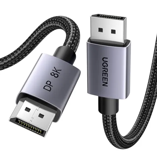 UGREEN 8K 60Hz Cable DisplayPort 1.4 Certificado VESA 4K 240Hz Cable DP 2M | Cable Displayport 1.4 Aluminio Macho a Macho HDR GSync Nylon Trenzado Compatible con PC HDTV Proyector Tarjeta Gráfica