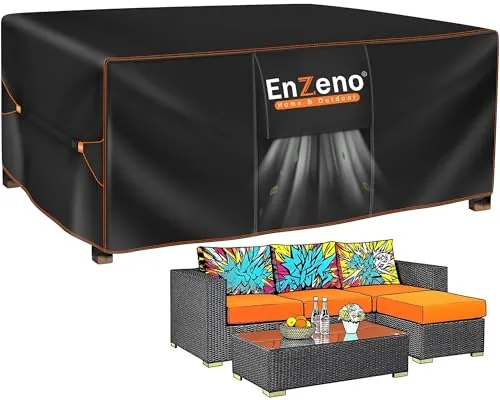 Enzeno Funda Mesa Exterior Impermeable,Funda Muebles Exterior Impermeable 200x150x74cm,Cubierta Conjunto Jardin Aplicable a Mesa y Sillas,Anti Viento, Anti UV