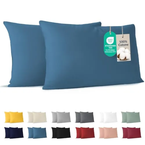 Dreamzie - Funda Almohada 30x50 cm - Juego de 2-100% Algodón - Azul