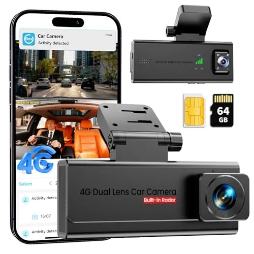UCOCARE 4G LTE Dashcam con SIM, Camara Vigilancia Coche Antivandalismo