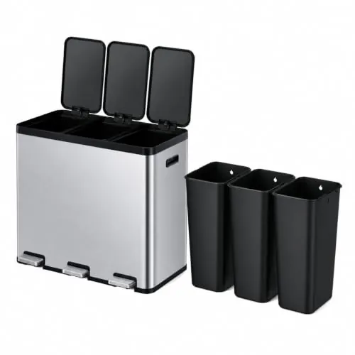 EKO Essential Cubo de Basura Reciclaje Cocina 20 L + 20 L + 20 L con Pedal