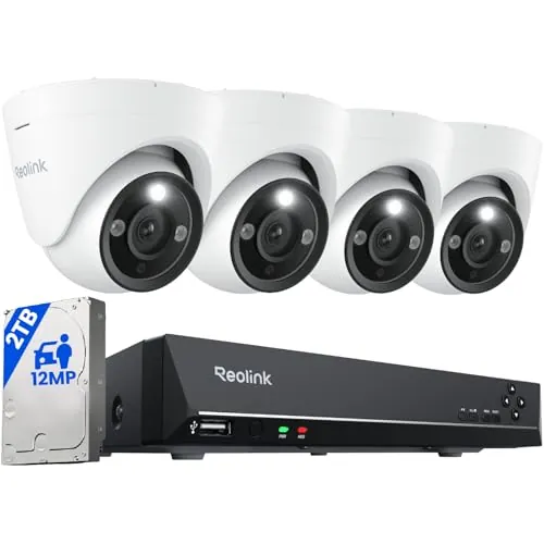 Reolink 12MP Kit Camaras de Vigilancia Exterior Spotlight, RLK8-1200D4-A