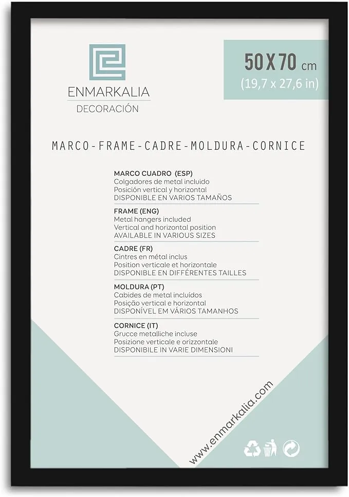 Enmarkalia Marco 50 x 70 cm - color Negro (moldua de 30x15 cm) X1 Ud.