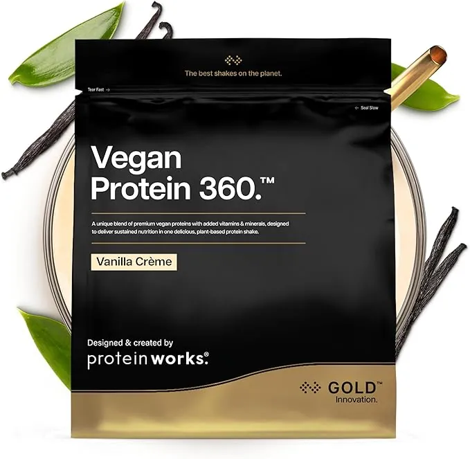 Protein Works | Vegan Protein 360 – GOLD Innovation, Proteína Vegana, 100% Vegetal y Natural, Mezcla Multi-Proteína Premium, Batido Bajo en Grasa y Calorías, Crema de Vainilla, 66 Porciones, 2kg