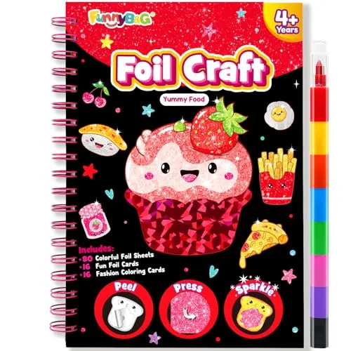 FUNNYB&G Manualidades infantiles con foil, Creativo Kit Manualidades niños (alimento)