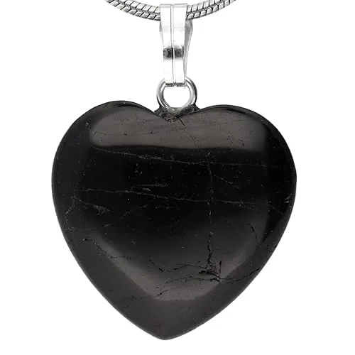 Lebensquelle Plus Colgante de corazón de turmalina (Schörl) | Colgante de piedras preciosas | Corazón con ojal, Turmalina, Turmalina (chorlo)
