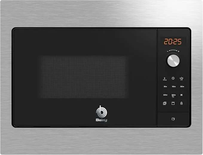 Balay - Microondas integrable, Grill, 800 W, 20L, Ap. lateral izquierda, Negro/Acero Inoxidable, 3CG5142X3