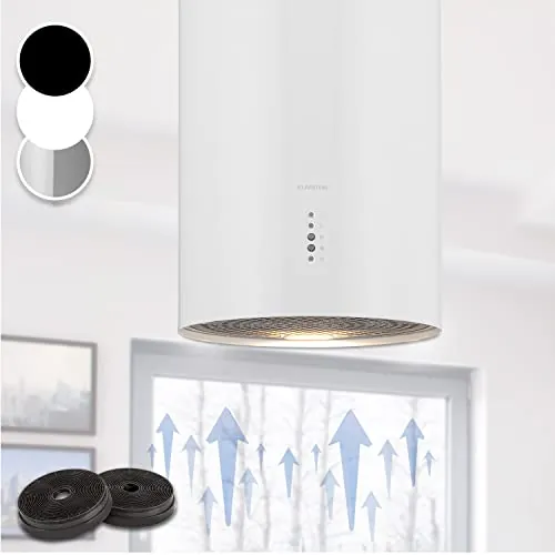 Klarstein Campana Extractora Isla para Cocina, Extractor Cocina Flujo Aire 651m³/h con Temporizador, Campanas Extractoras Cocina Ajustables con Diseño de Tubo y 3 modos, Campana Filtros Carbón