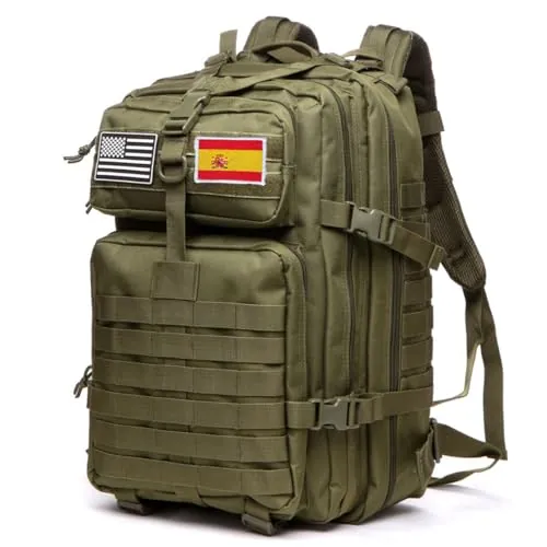 GUJOIN Mochila Tática 50 Litros con Sistema Molle - Gran Capacidad Militar Impermeable para Emergencias de 3 Días Caza Senderismo y Acampadas - Mochila para Actividades al Aire Libre (Verde)