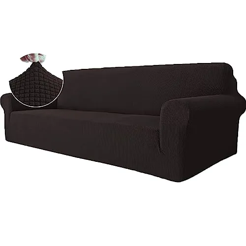 Ystyle Funda Sofa 4 Plazas, Ajustables Fundas Sofa Elasticas, Protector Sofa Gatos Arañazo y Perros Mascotas, Funda de Sofá con Reposabrazos Antideslizante Antimanchas Lavable, Café