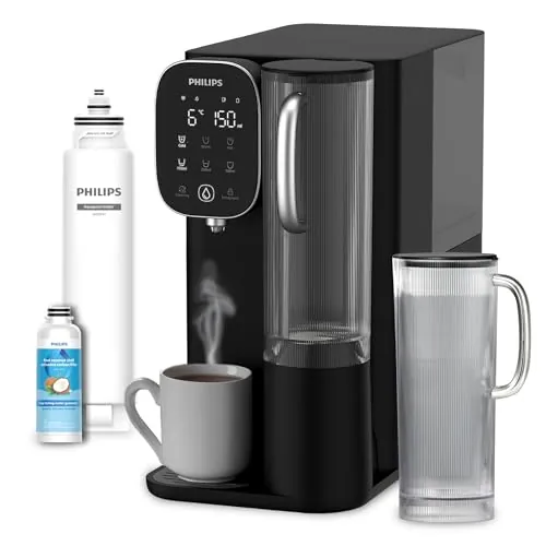 Philips Water Dispensador de Ósmosis Inversa 6500: Agua fría y Caliente purificada al Instante, filtración RO 5 en 1 Reduce >110 contaminantes, relación 3:1, UV-C, sin instalación, 2000 L.