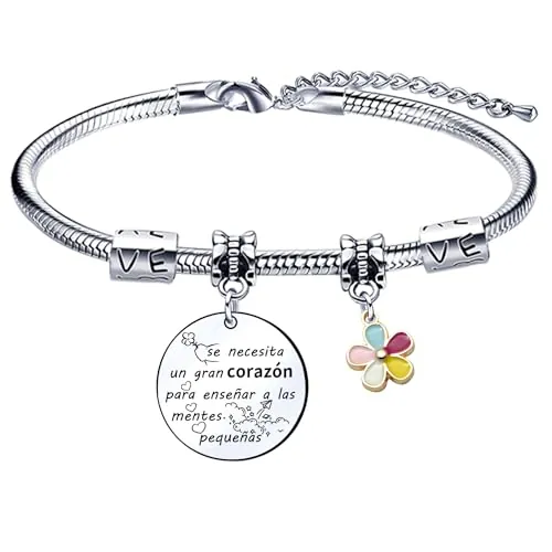 QTZXZX Pulsera para Maestra y Profesor, Regalo Fin de Año Escolar y Fin de Curso, Detalle Agradecimiento Docente, Idea Regalo Original Navidad, Cumpleaños y Obsequio Personalizado para Educadores