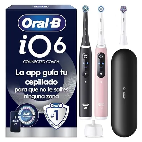 Oral-B iO 6 Cepillos de Dientes Eléctricos, Negro y Rosa, Pack de 2