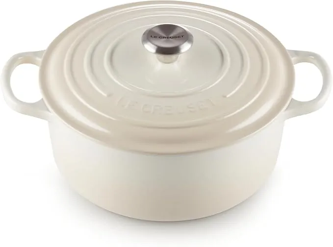 Le Creuset Cocotte redonda de hierro fundido, 26 cm, 5, 3 L, Todas Las Fuentes de Calor incluso inducción, Meringue, 21177267164430