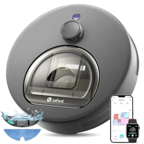 Lefant M330 Plus Robot Aspirador y Fregasuelos, Succión 5000 Pa, 150 min Autonomía, Navegación dToF, Depósito 450 ml, Robot Aspirador para Alfombras y Mascotas, Gris