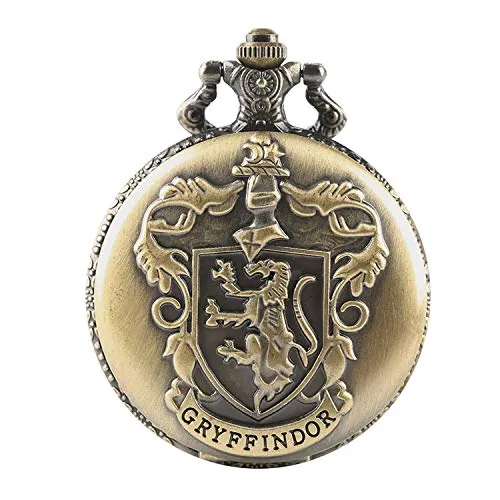 Reloj de Bolsillo de Bronce Con Núcleo de Cuarzo, Tema Tallado de Gryffindor, Esfera Blanca Romana Para Hombre y Niños