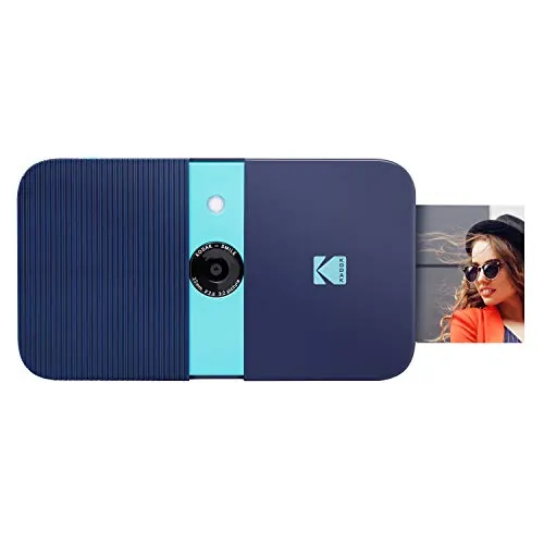 KODAK Smile Cámara digital de impresión instantánea, Cámara de 10MP que abre al deslizarse c/impresora 2x3 ZINK, Pantalla, Enfoque fijo, Flash automático y edición de fotos, Azul